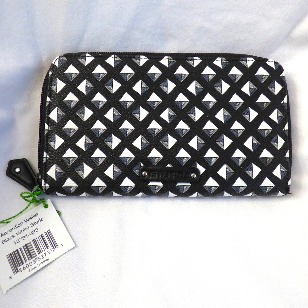Vera Bradley Black & White Studs accordion wallet NWT, faux leather New